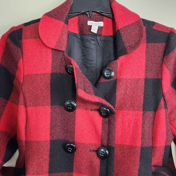 Relativity Jacket Buffalo Check Size PL Red and Black Plaid Wool warm cute - Picture 4 of 10